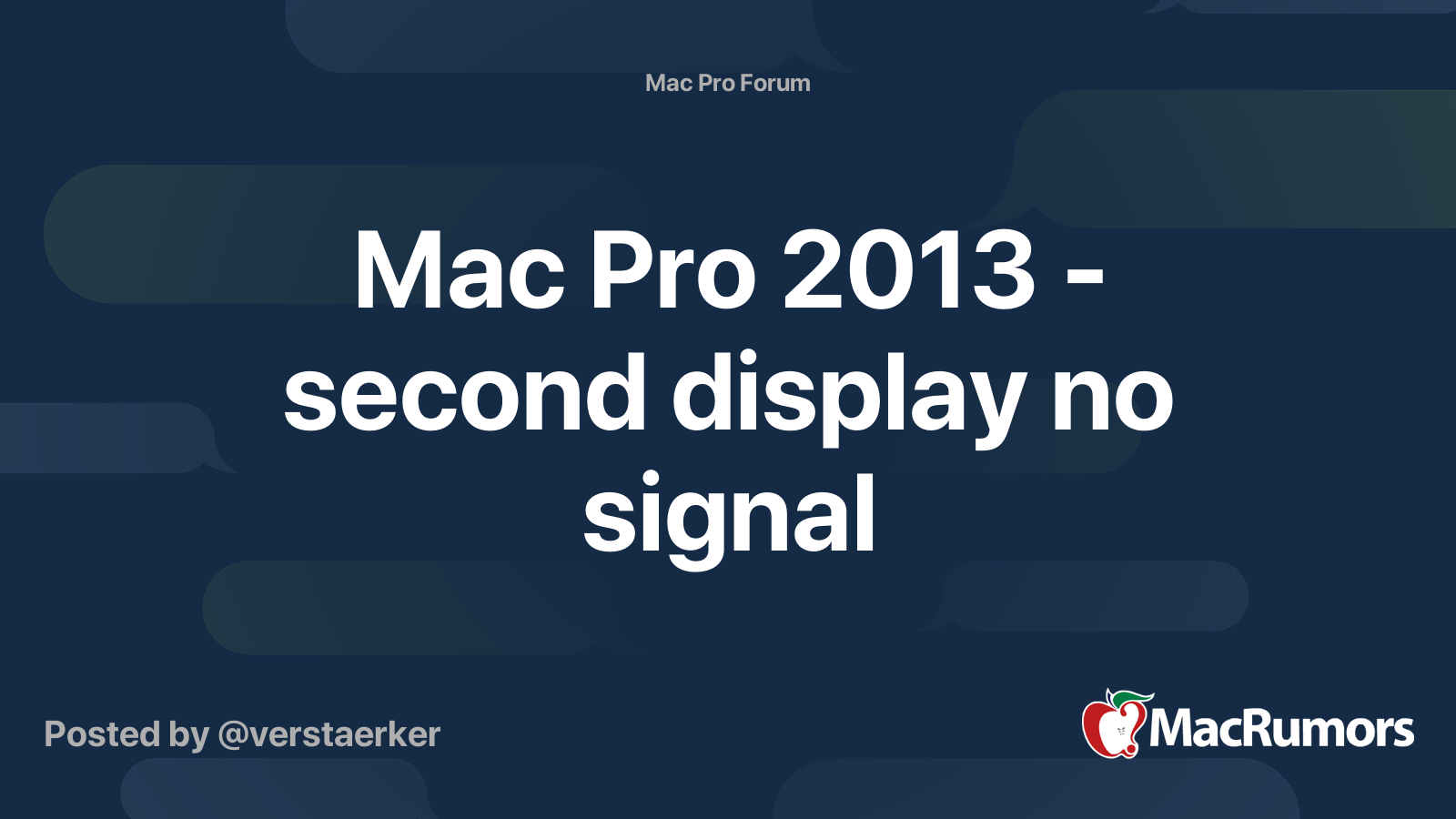 Mac Pro 2013 second display no signal MacRumors Forums