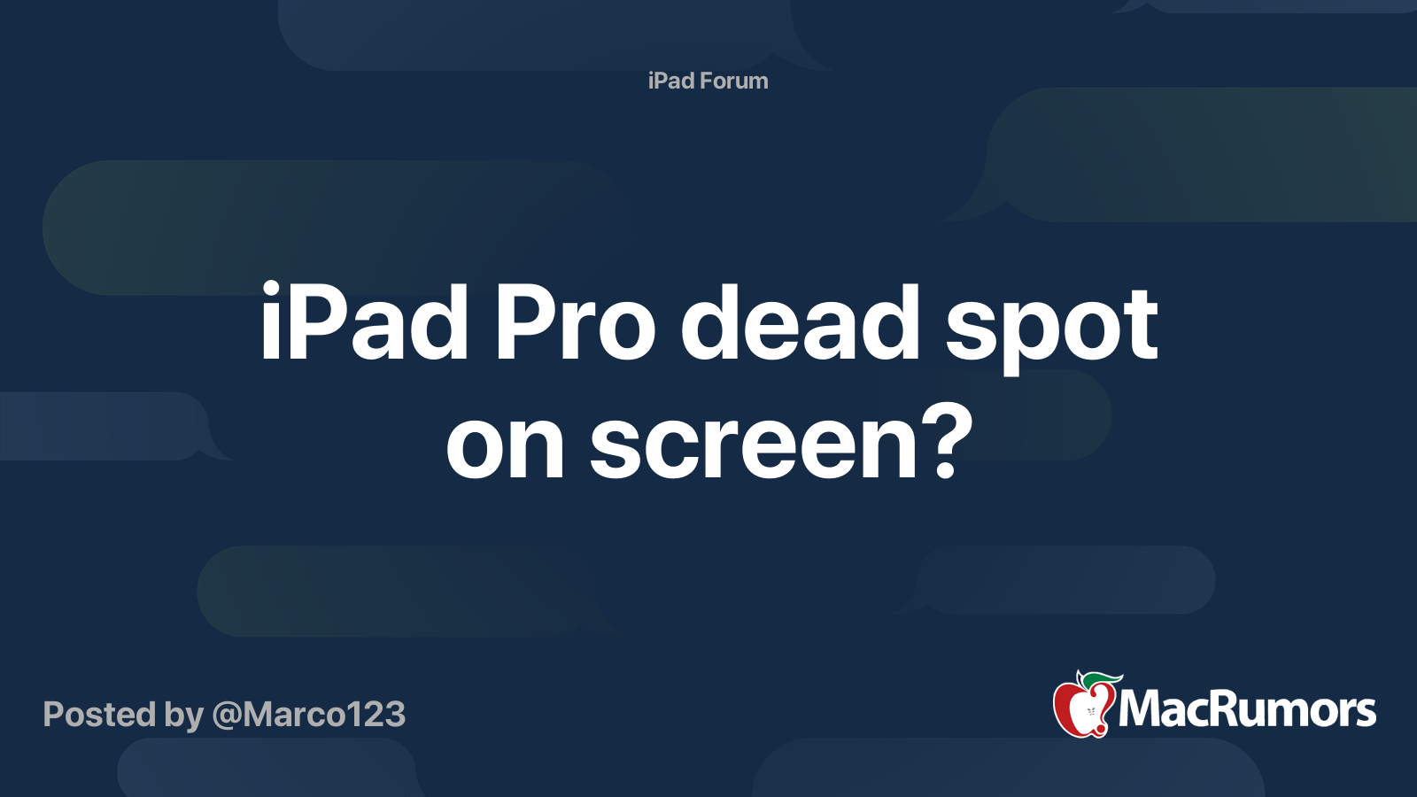 iPad Pro dead spot on screen? MacRumors Forums