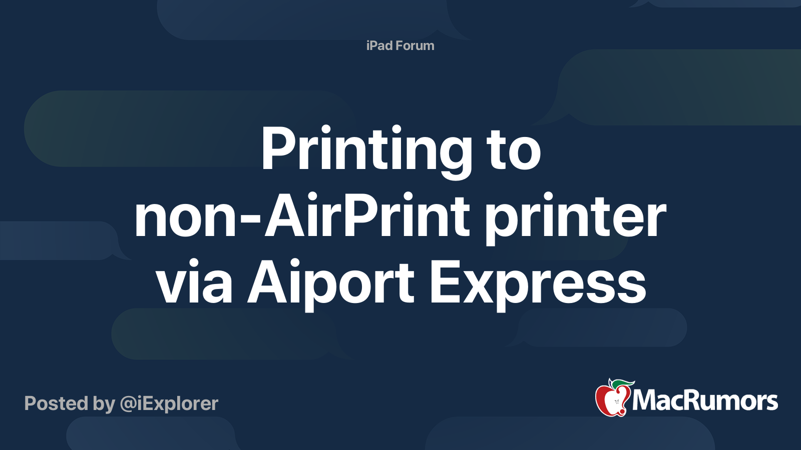 Printing to non-AirPrint printer via Aiport Express | MacRumors Forums