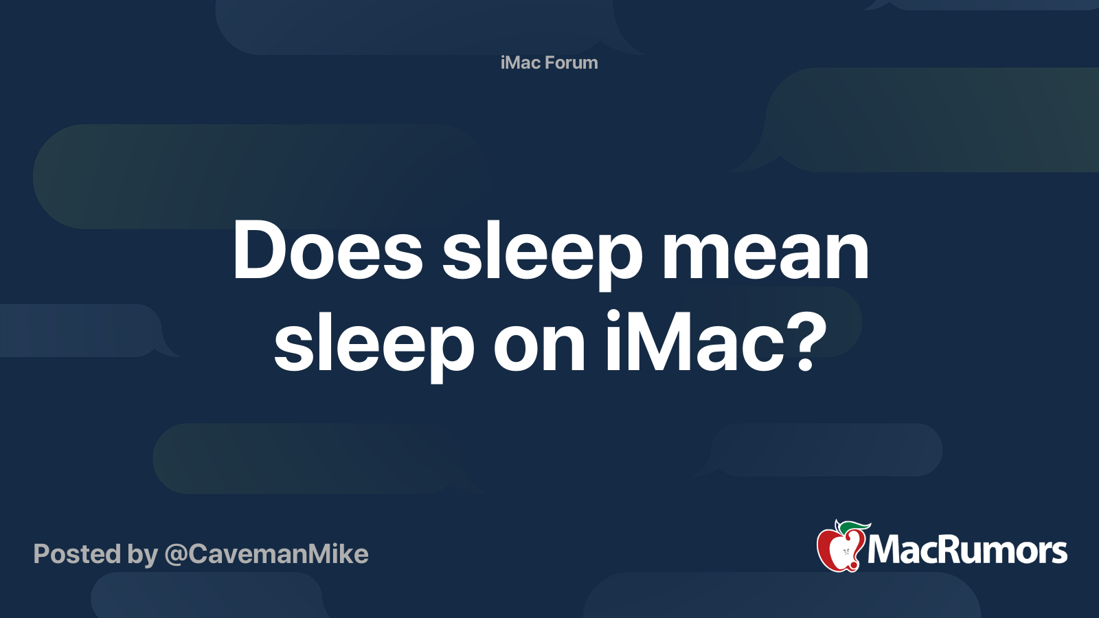 Does sleep mean sleep on iMac? MacRumors Forums