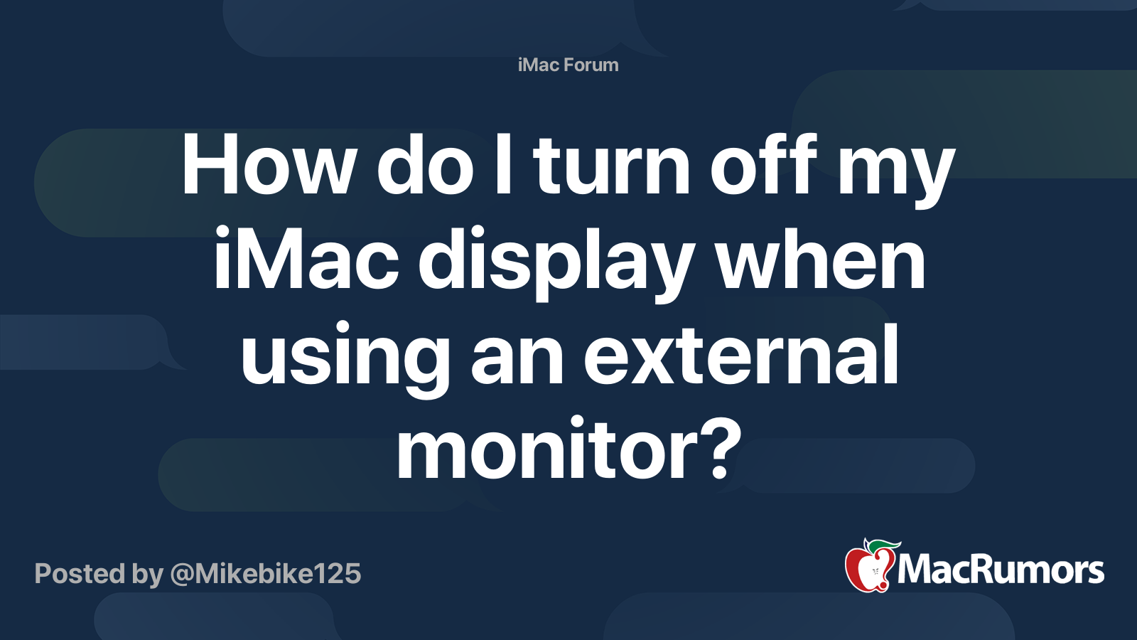 How do I turn off my iMac display when using an external monitor ...