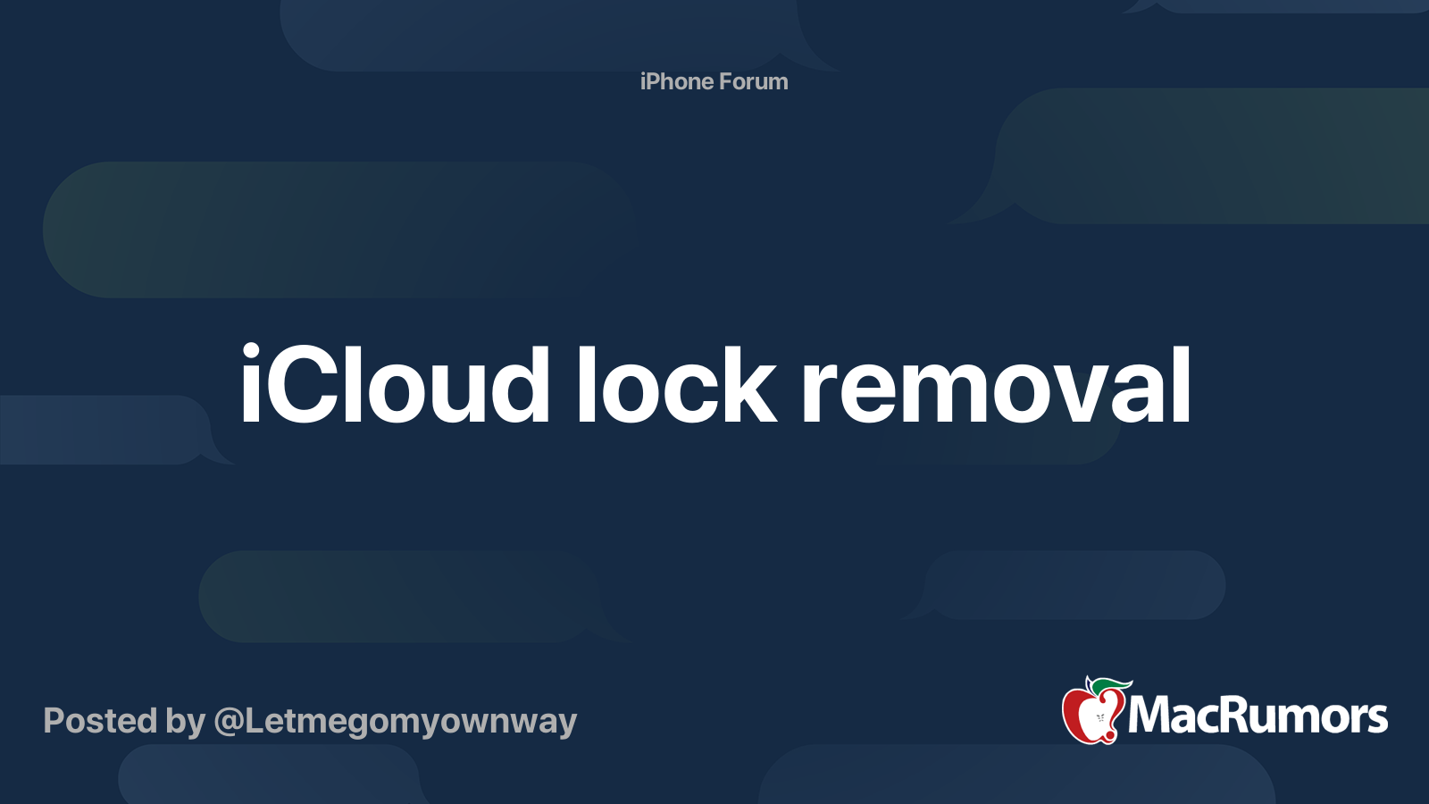 Icloud Lock Removal Macrumors Forums