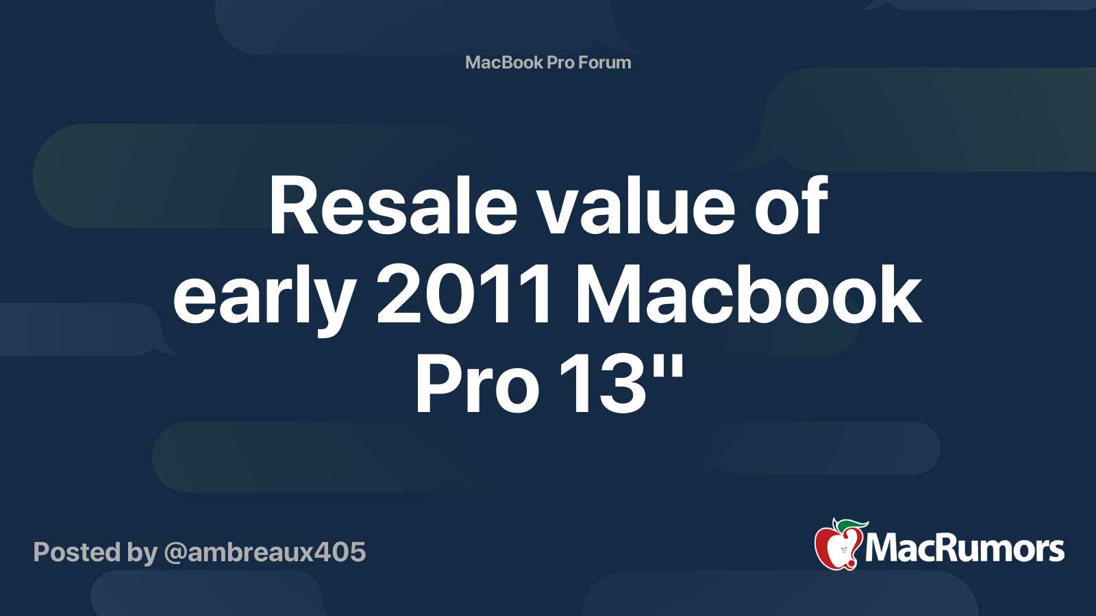 Resale value of early 2011 Macbook Pro 13" MacRumors Forums