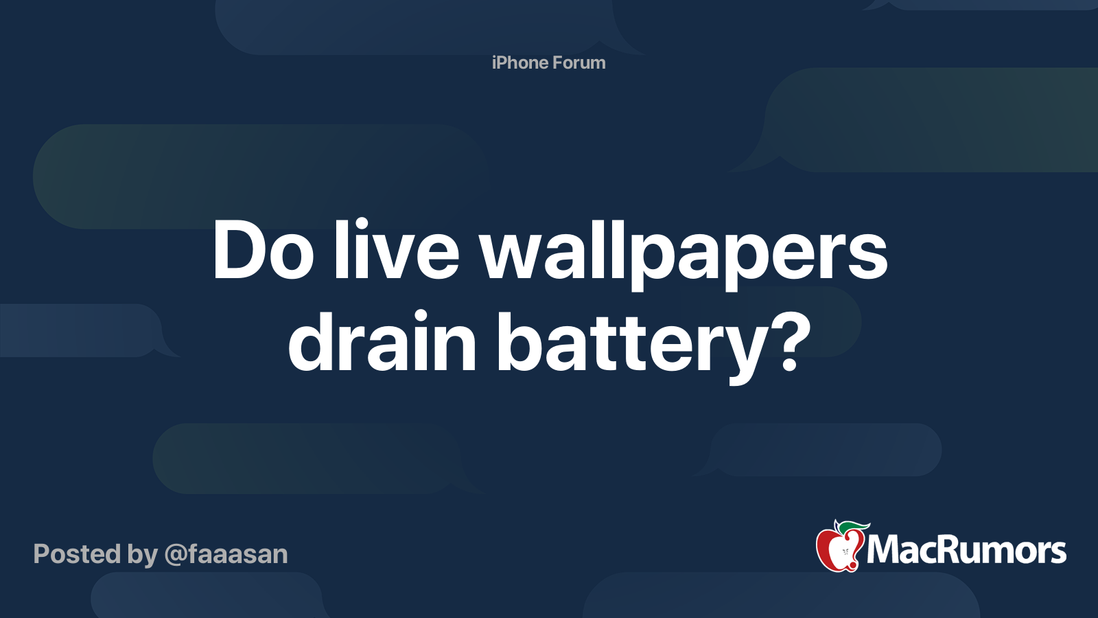 Do live wallpapers drain battery? MacRumors Forums