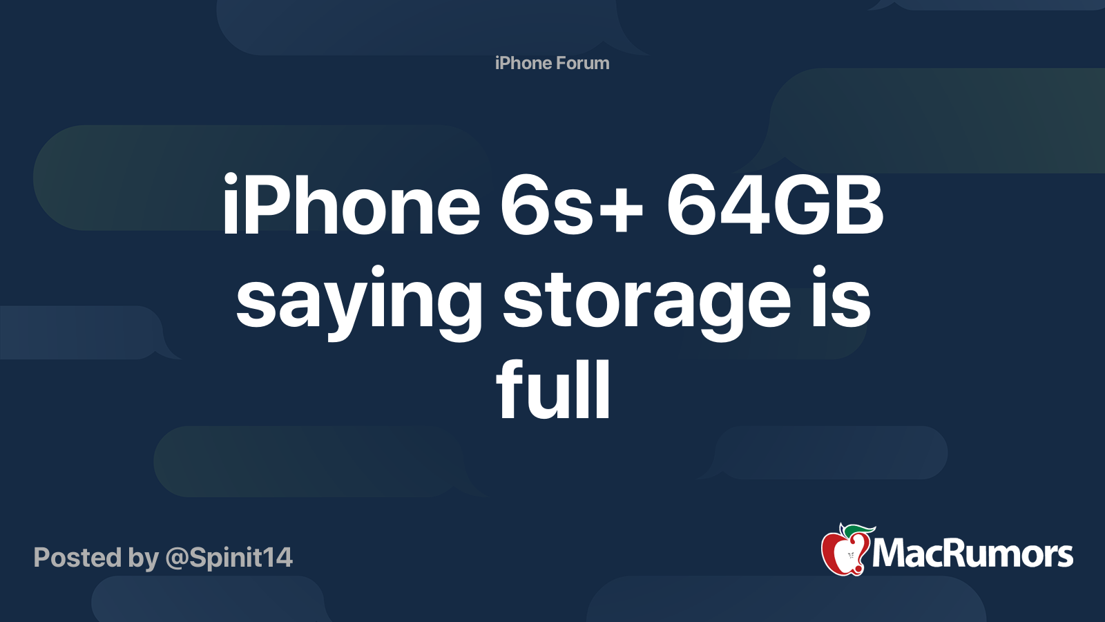 iPhone 6s+ 64GB saying storage is full | MacRumors Forums