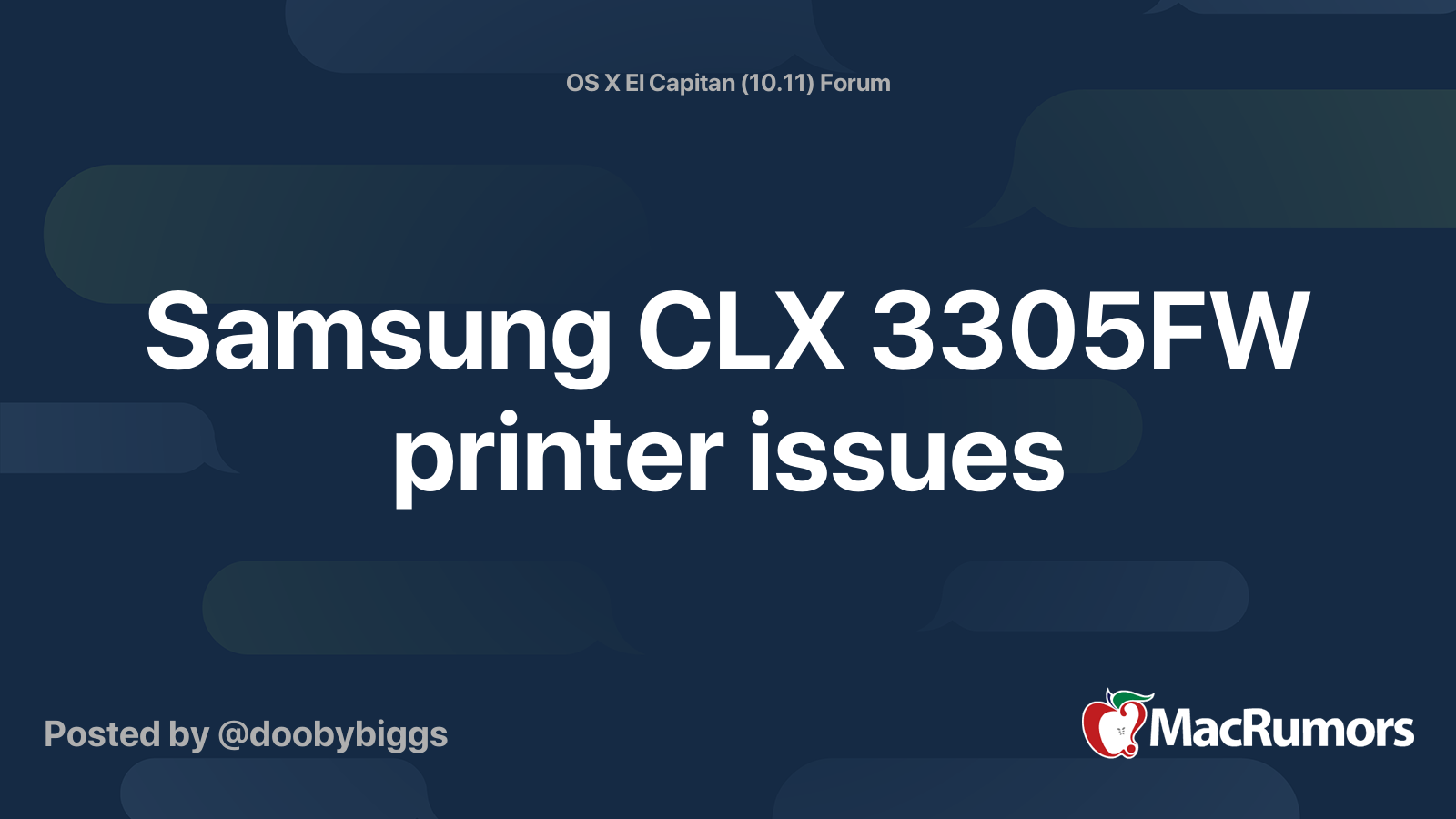 Samsung Clx 3305fw Printer Issues Macrumors Forums