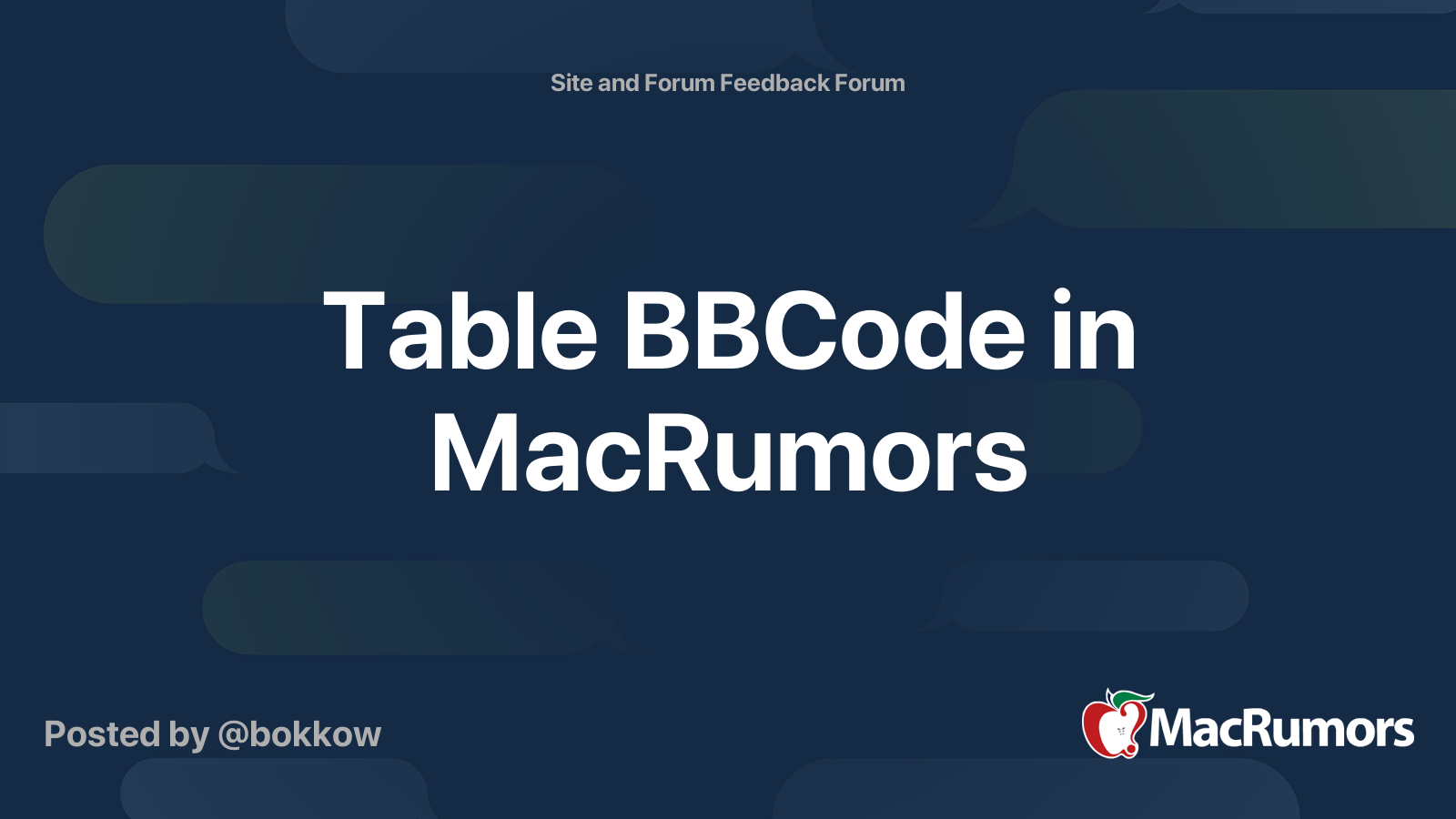 Table BBCode in MacRumors | MacRumors Forums