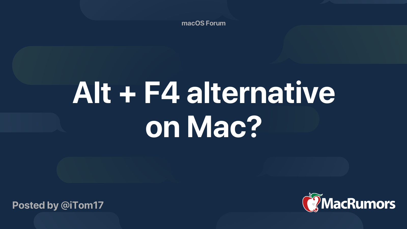 Alt F4 Alternative On Mac Macrumors Forums