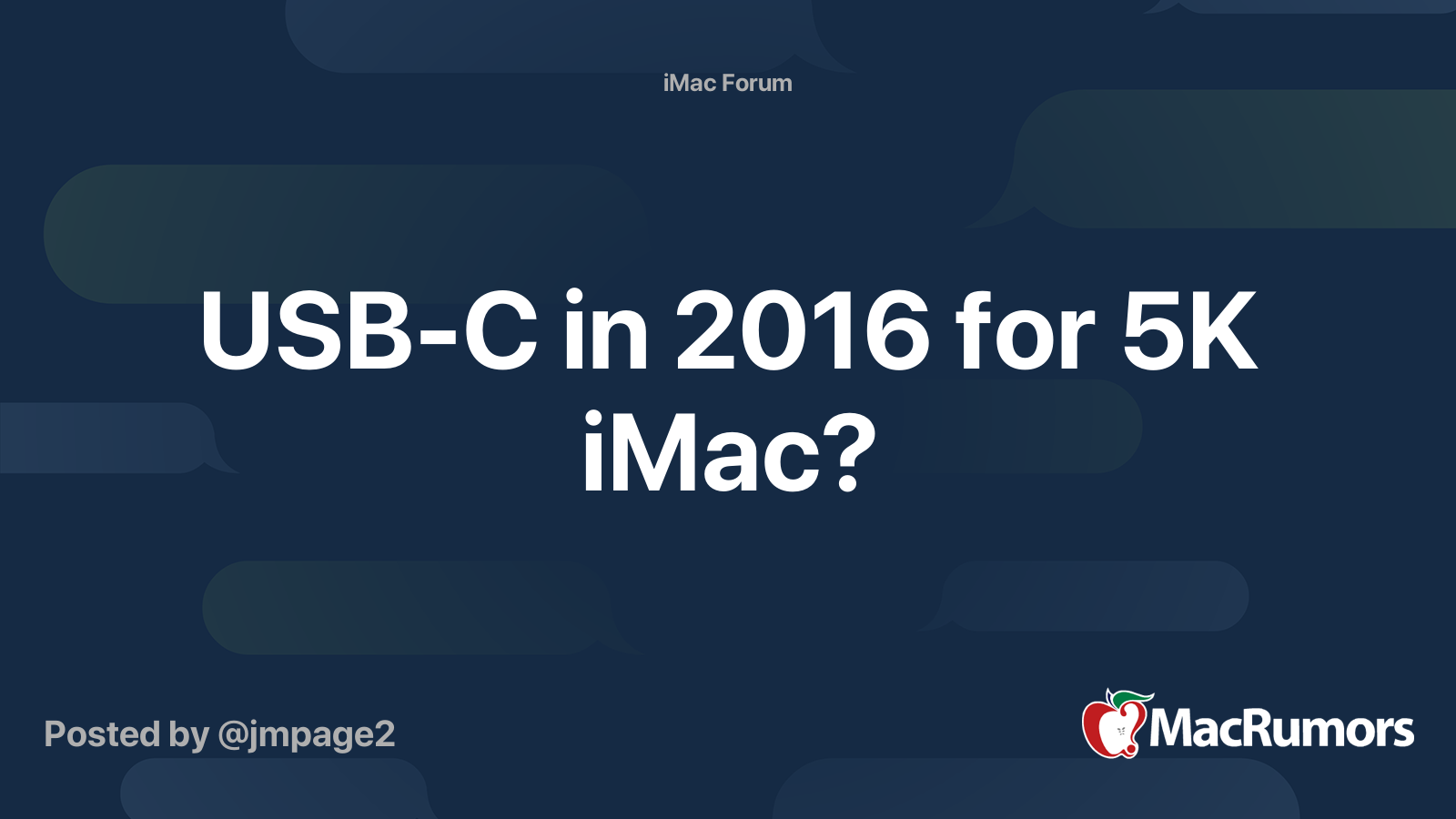 USB-C in 2016 for 5K iMac? | MacRumors Forums