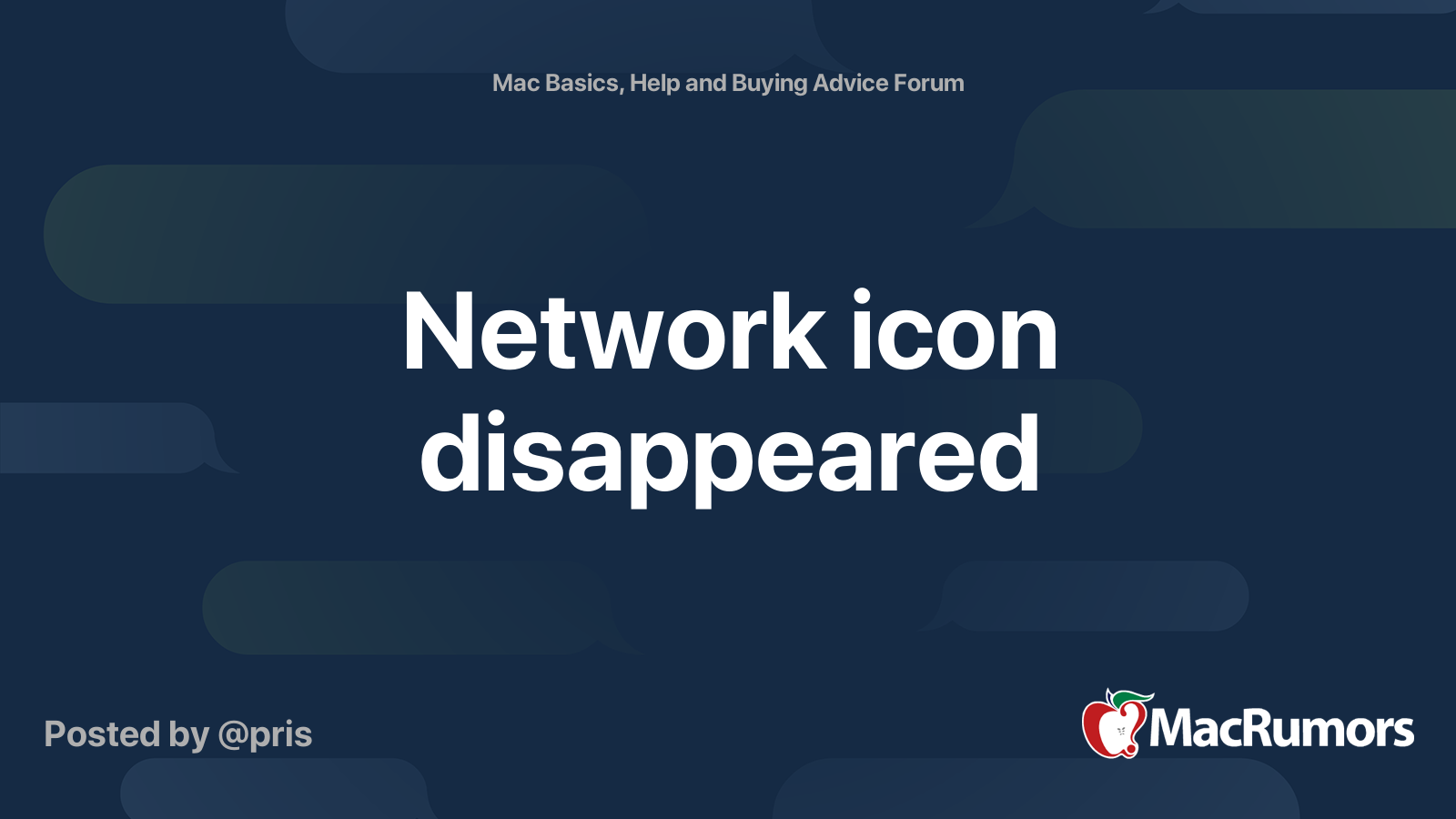 Network icon disappeared MacRumors Forums