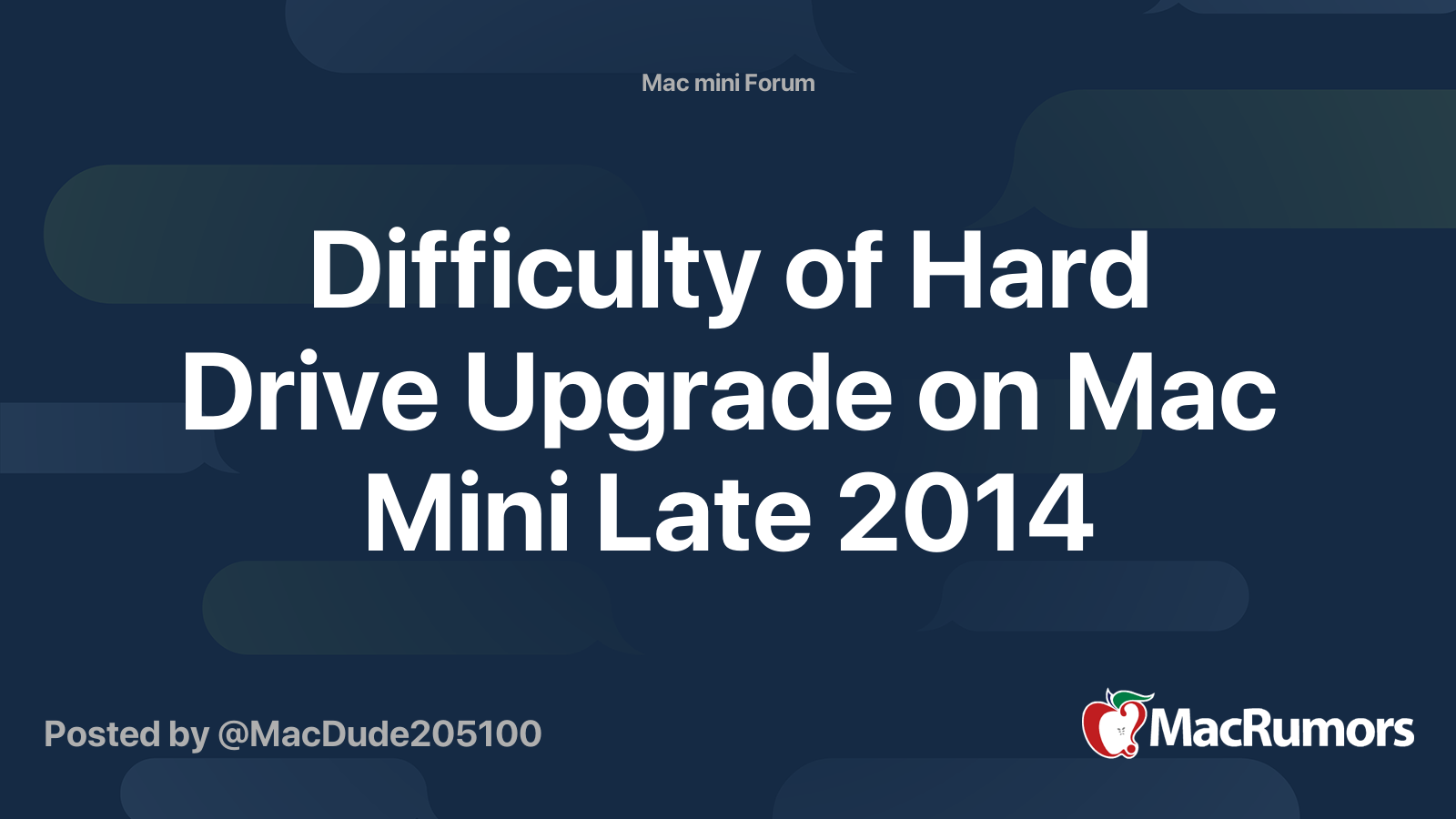 Difficulty of Hard Drive Upgrade on Mac Mini Late 2014 | MacRumors Forums