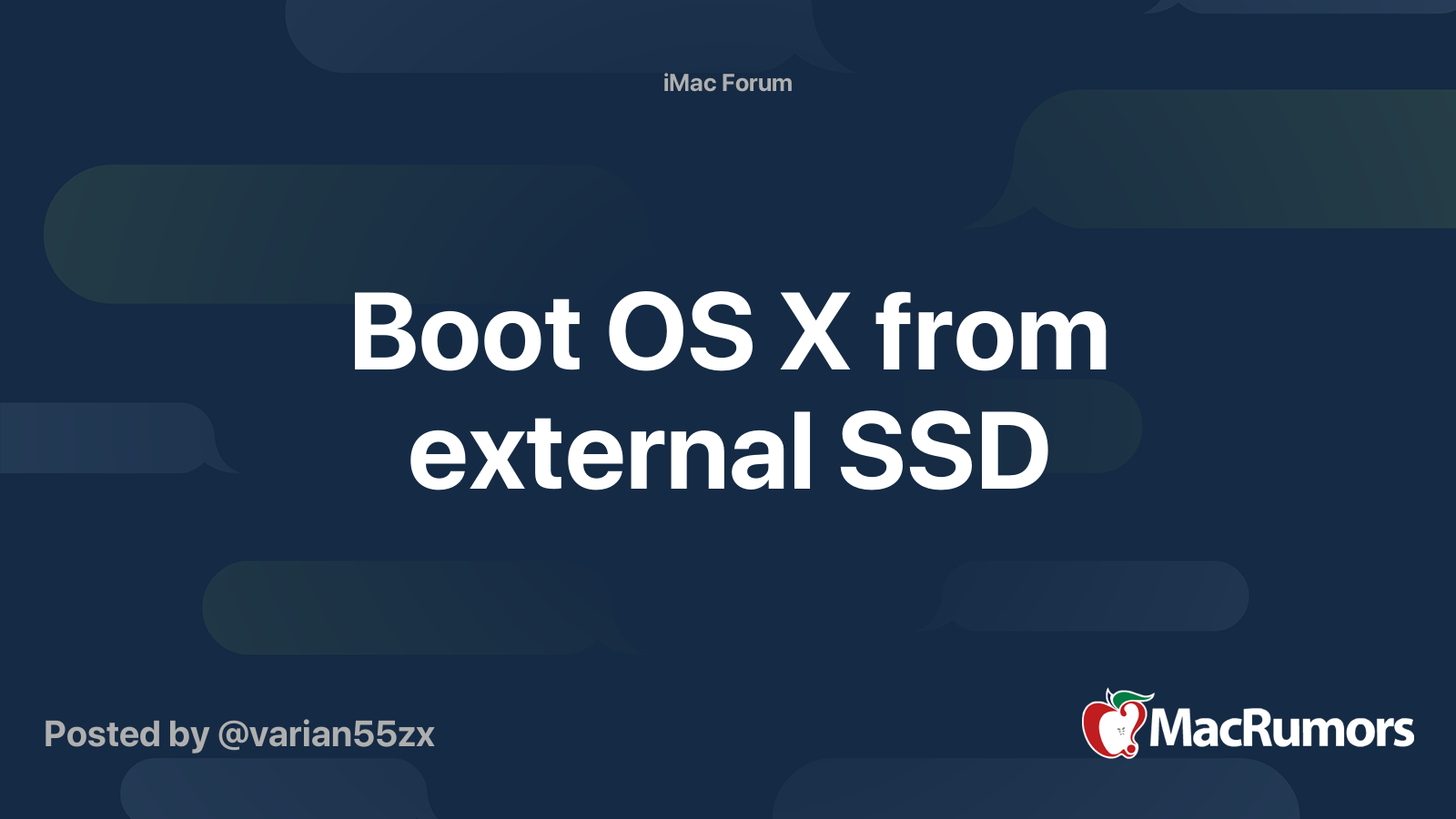Boot OS X from external SSD | MacRumors Forums
