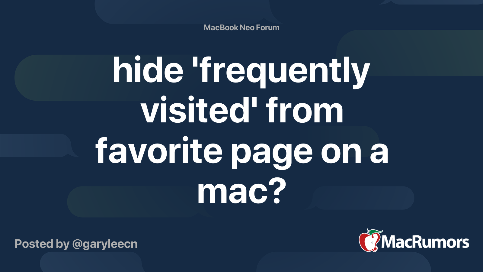 hide 'frequently visited' from favorite page on a mac? | MacRumors Forums
