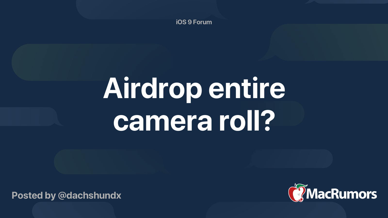 Airdrop entire camera roll? MacRumors Forums