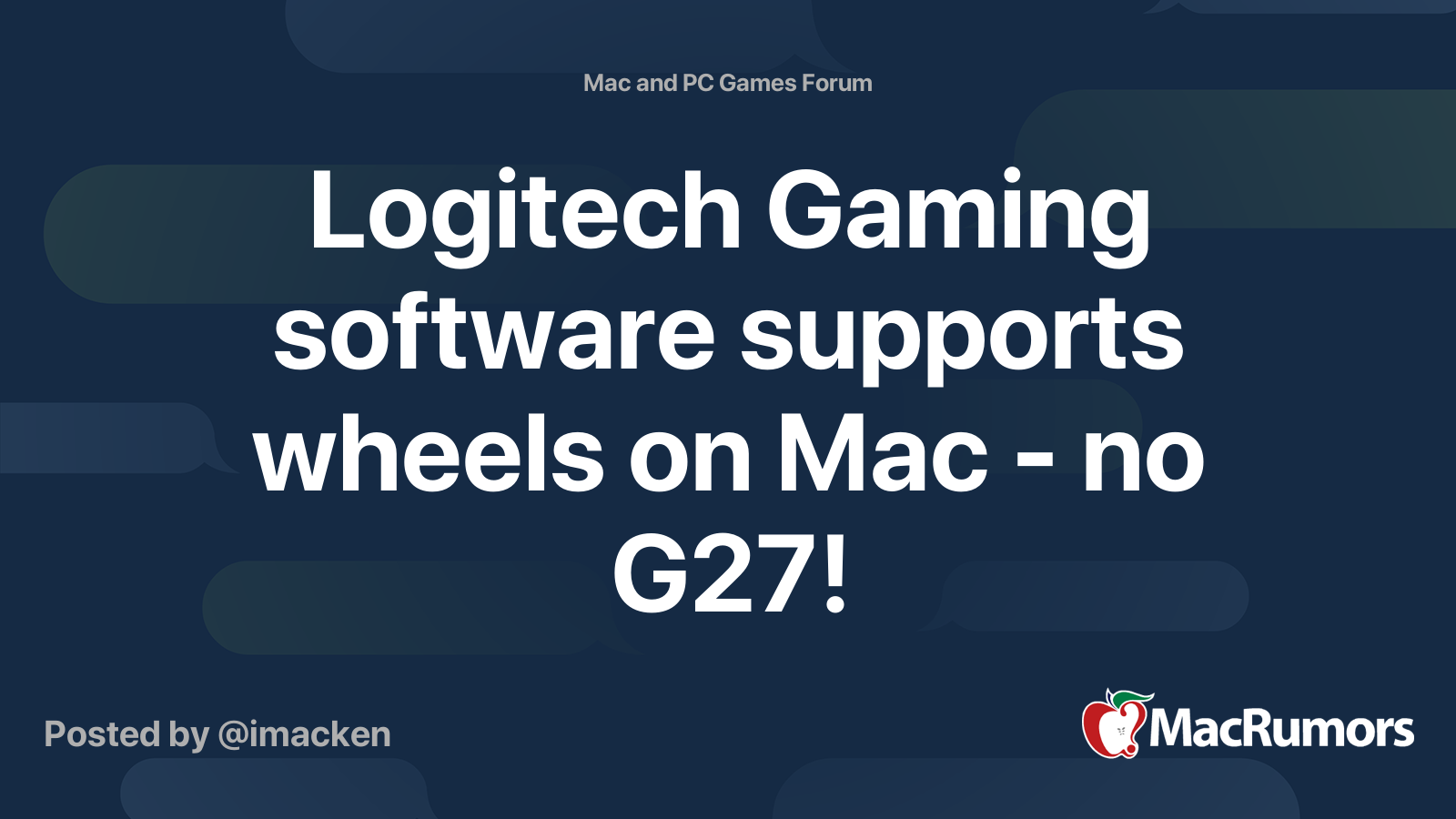 Logitech Gaming software supports wheels on Mac - no | MacRumors Forums