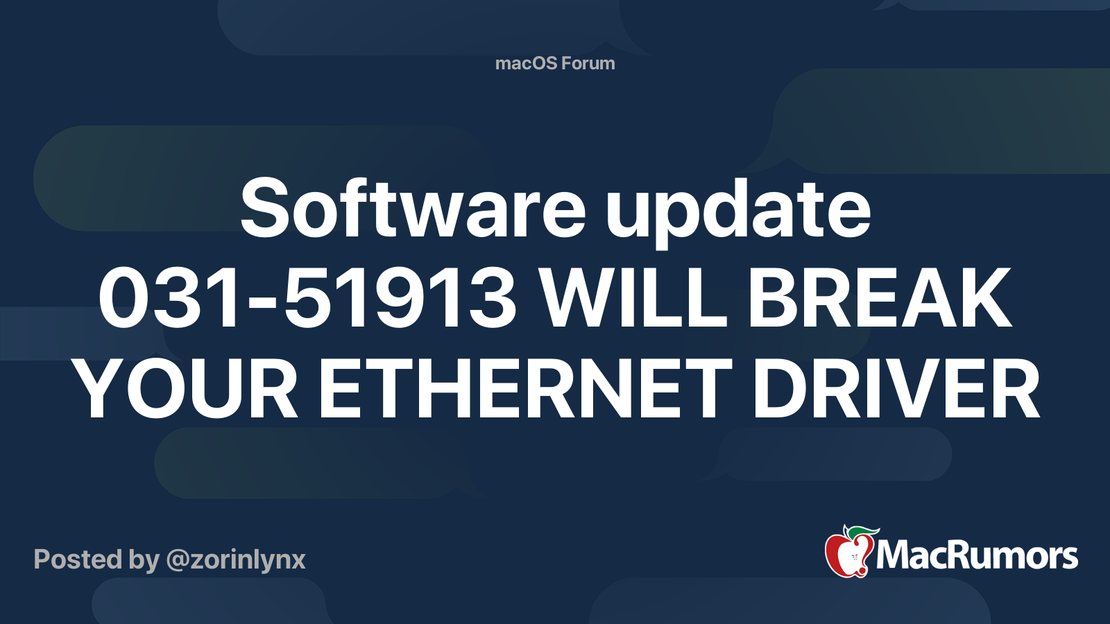 Software Update 031 51913 WILL BREAK YOUR ETHERNET DRIVER MacRumors