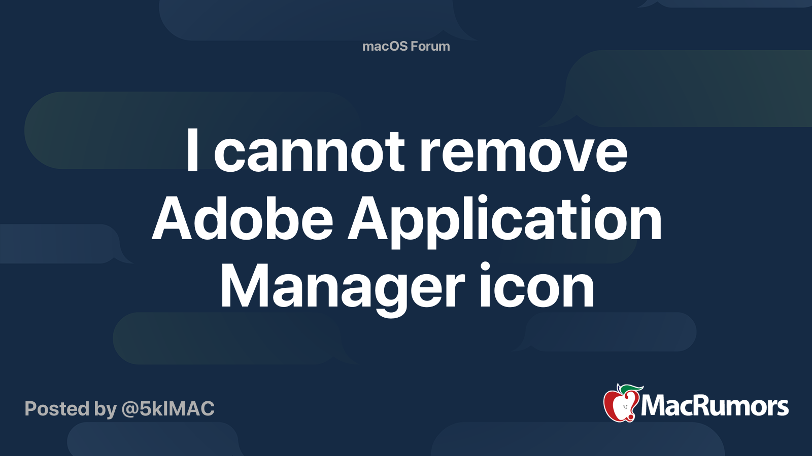 I Cannot Remove Adobe Application Manager Icon Macrumors Forums