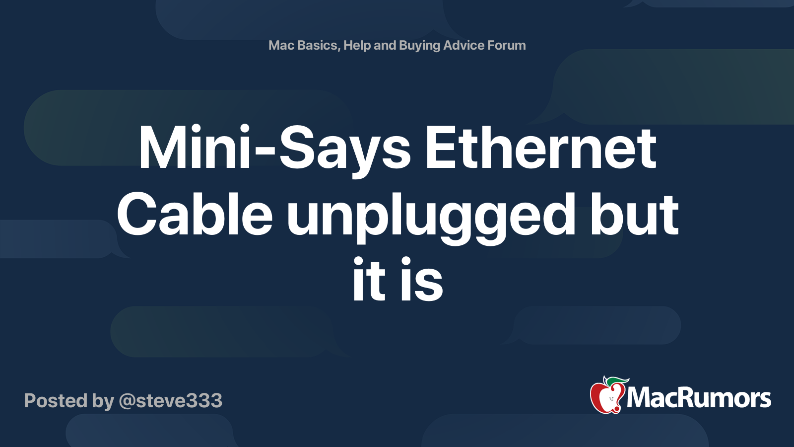 MiniSays Cable unplugged but it is MacRumors Forums