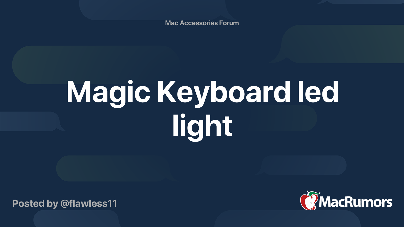 Magic Keyboard led light | MacRumors Forums
