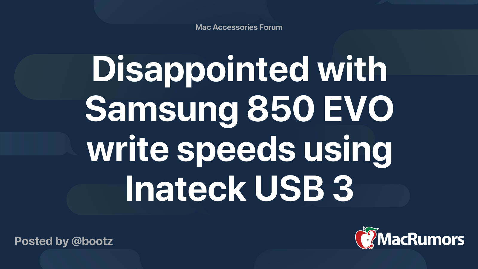Disappointed with Samsung 850 EVO write speeds using Inateck USB 3 ...