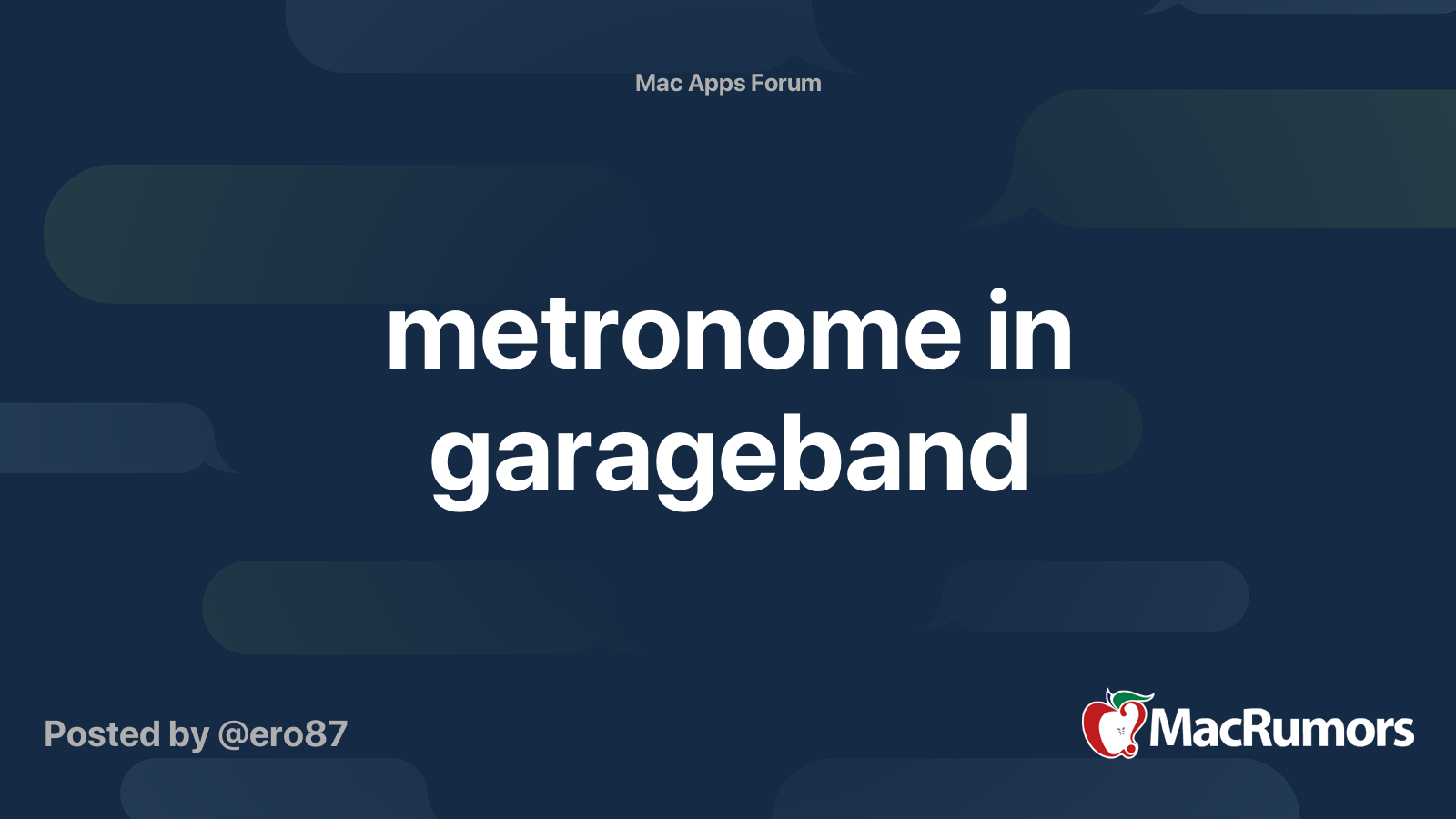 metronome in garageband MacRumors Forums