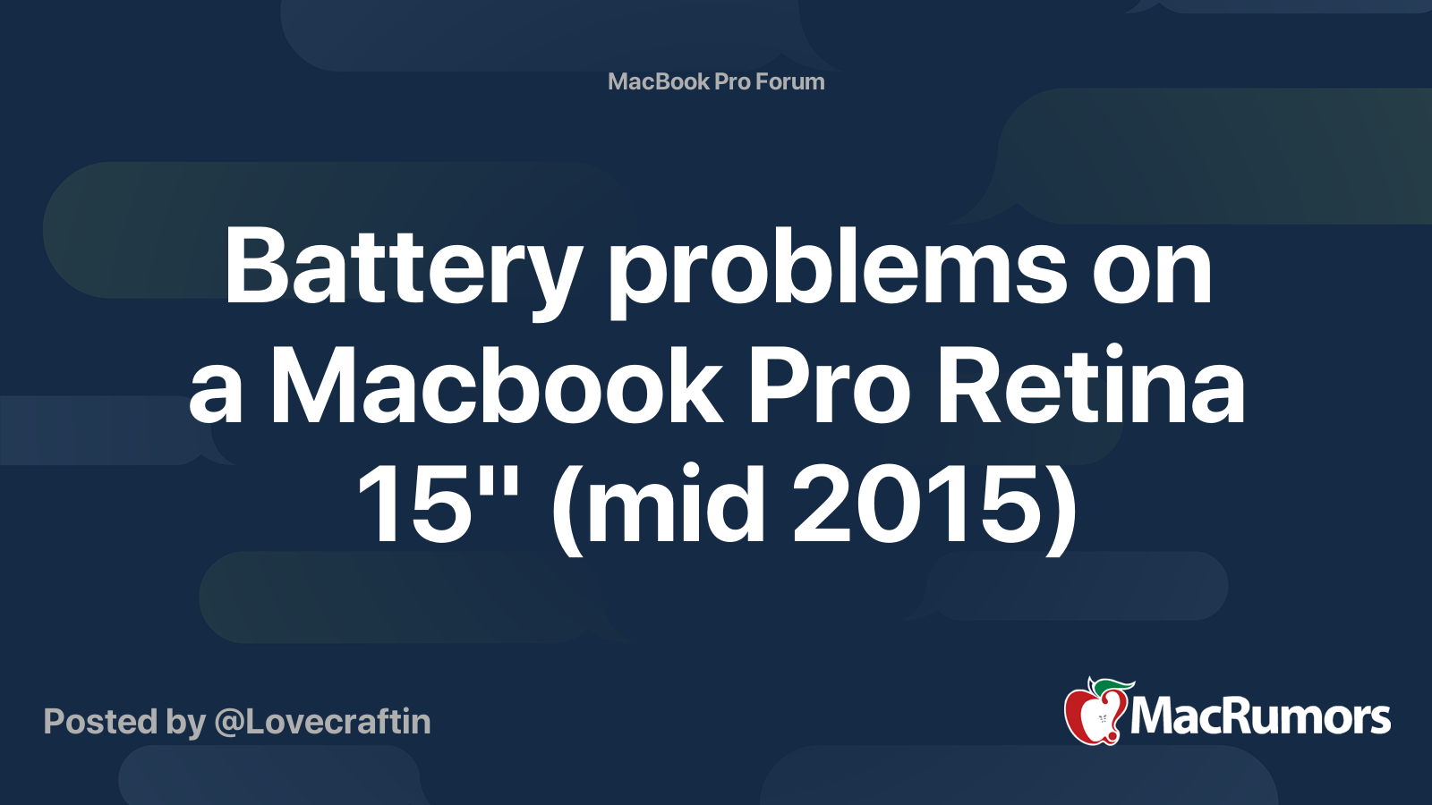 Battery Problems On A Macbook Pro Retina 15 Mid 15 Macrumors Forums