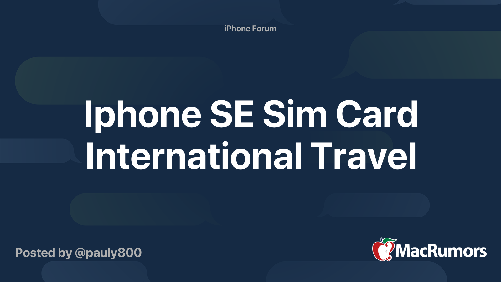 Iphone SE Sim Card International Travel MacRumors Forums