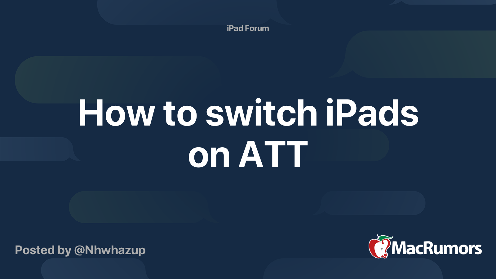 How to switch iPads on ATT | MacRumors Forums