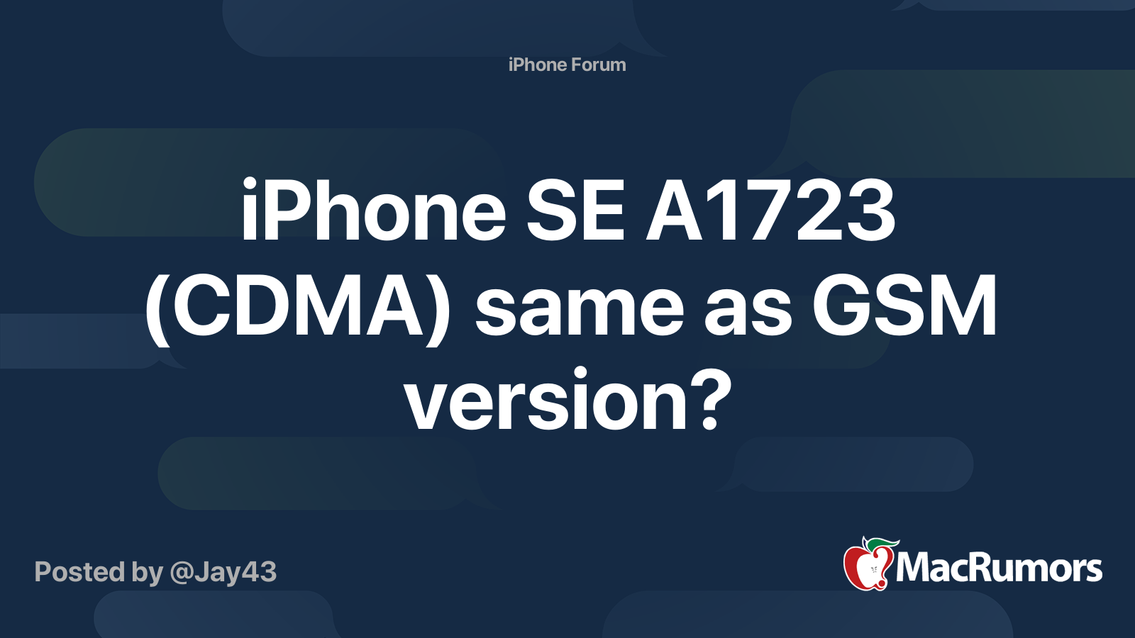Iphone Se A1723 Cdma Same As Gsm Version Macrumors Forums