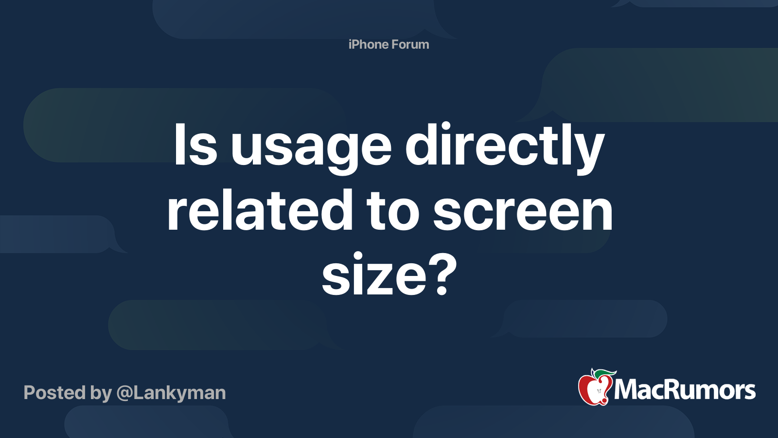 Is usage directly related to screen size? | MacRumors Forums