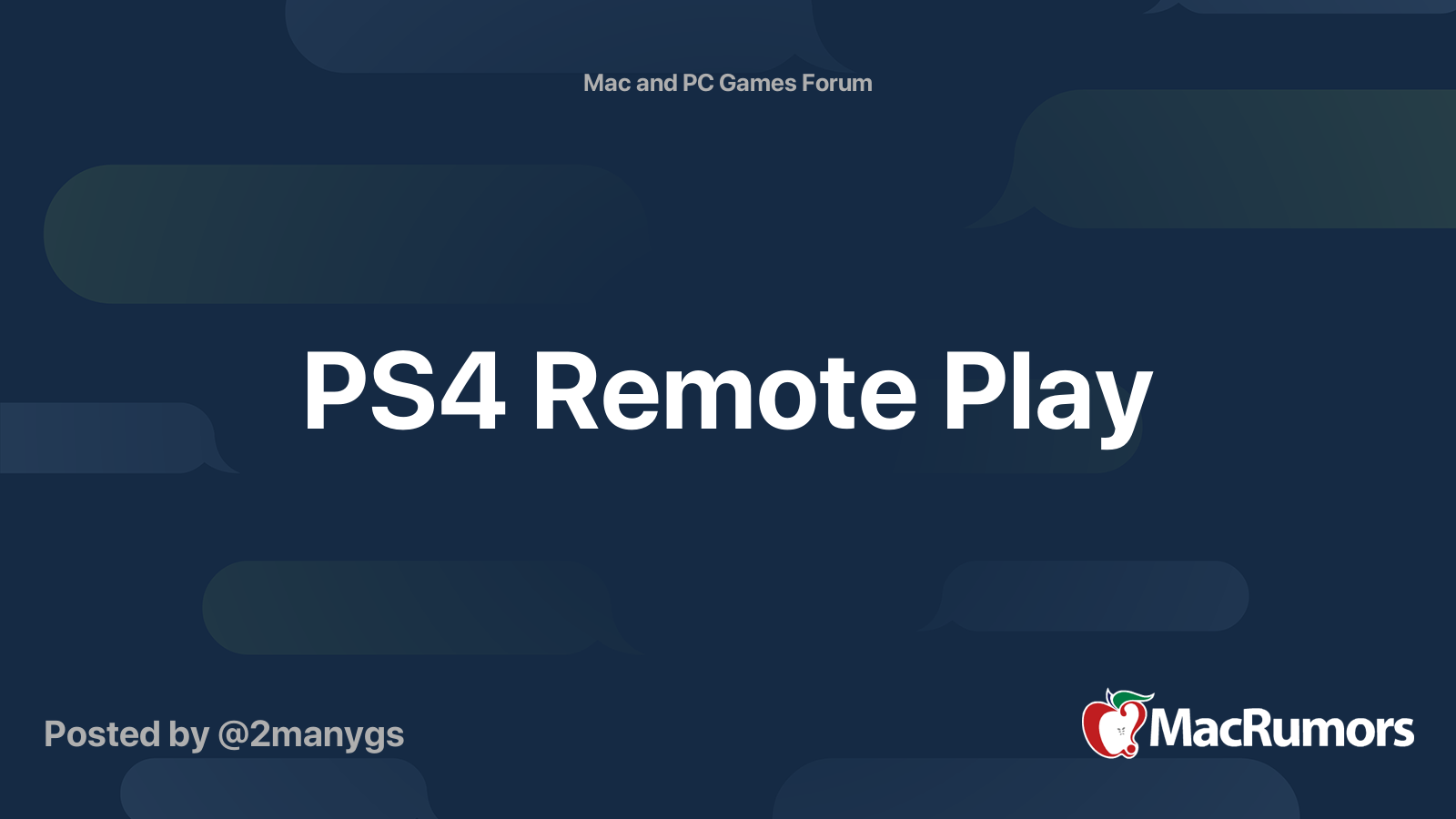 Ps4 Remote Play Macrumors Forums