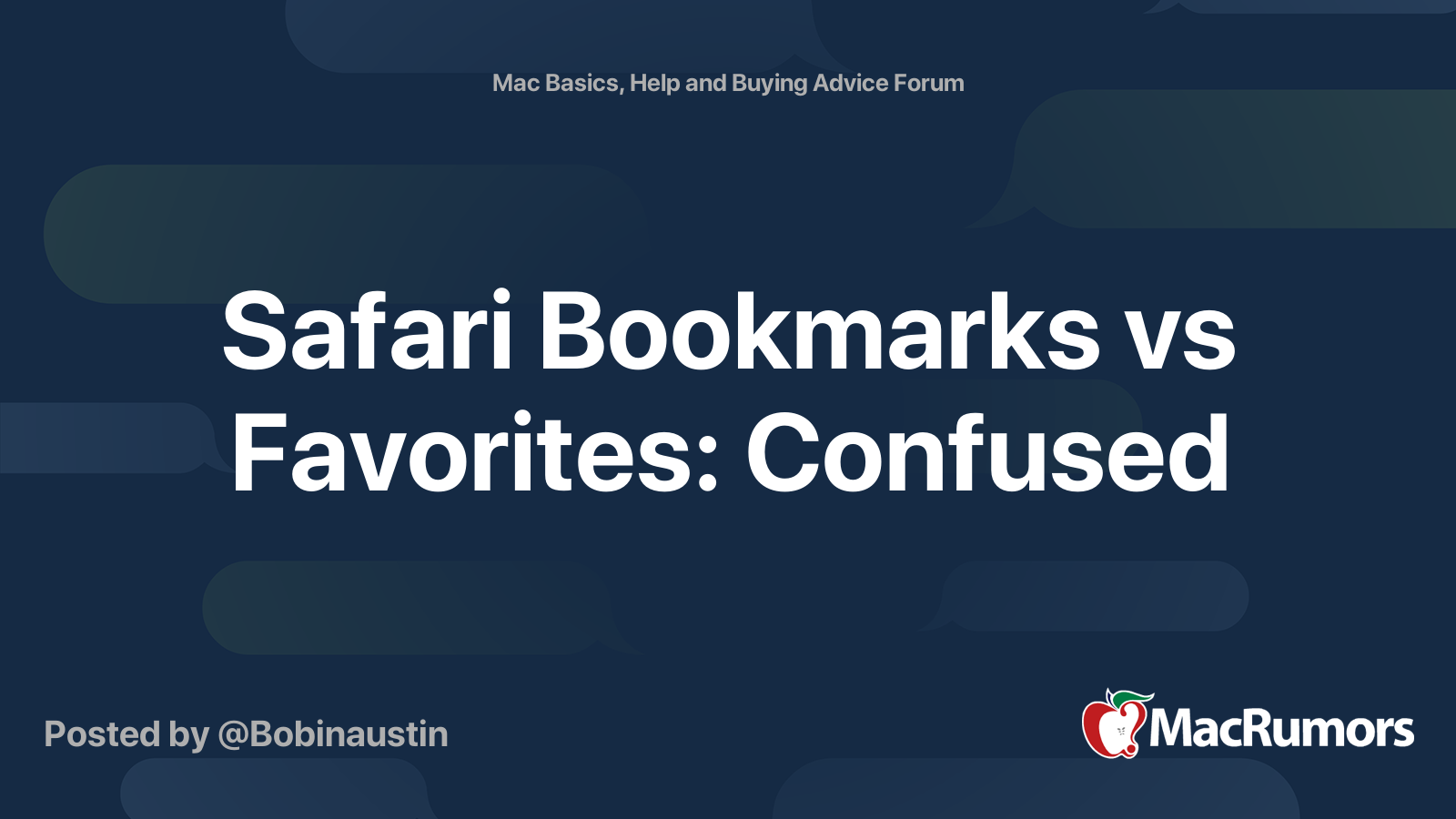 Safari Bookmarks vs Favorites Confused MacRumors Forums