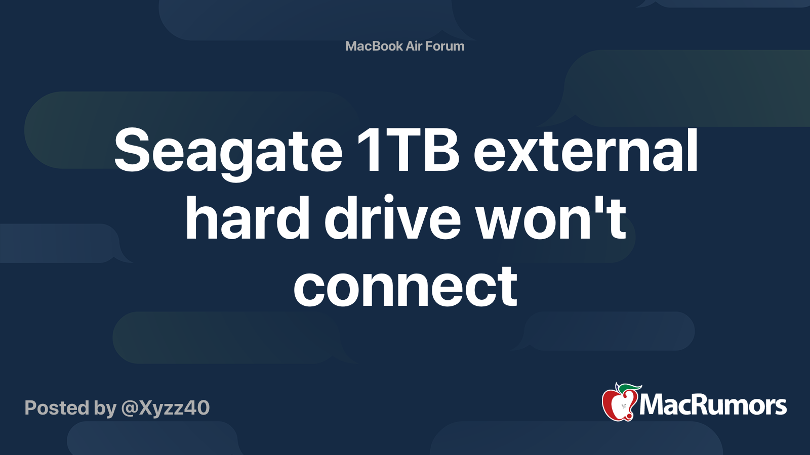 Seagate 1TB External Hard Drive Won t Connect MacRumors Forums
