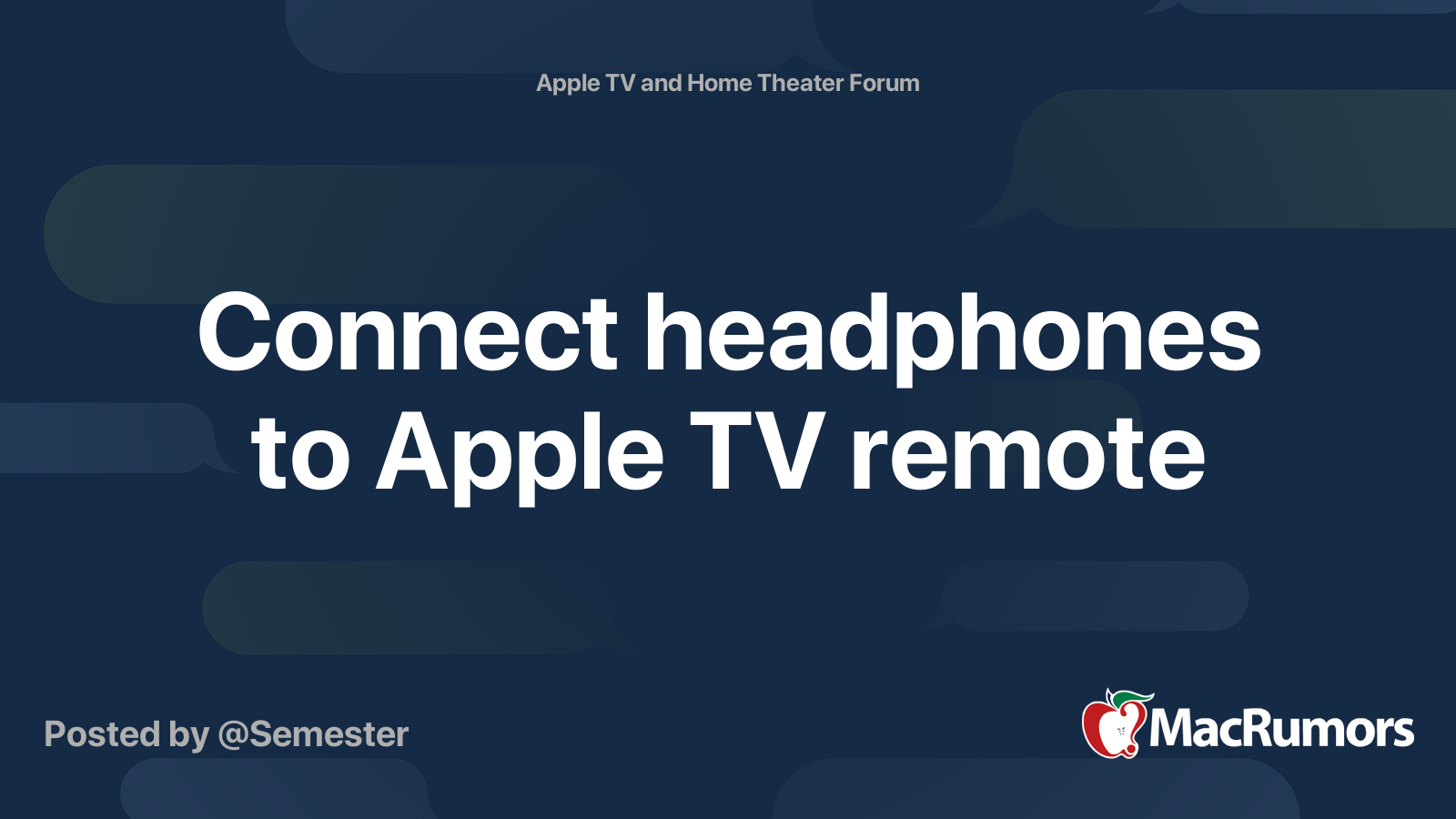 Connect headphones to Apple TV remote MacRumors Forums