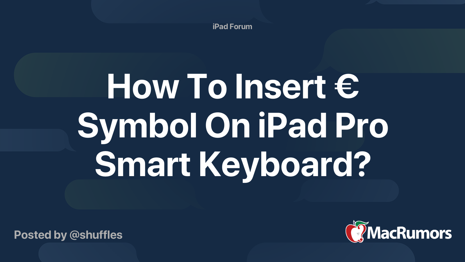 How To Insert € Symbol On iPad Pro Smart Keyboard? MacRumors Forums