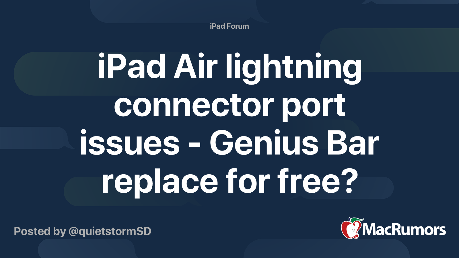 iPad Air lightning connector port issues Genius Bar replace for free