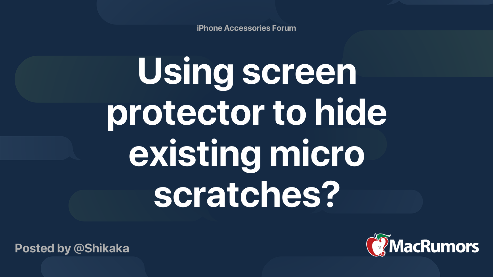 Using screen protector to hide existing micro scratches? MacRumors Forums