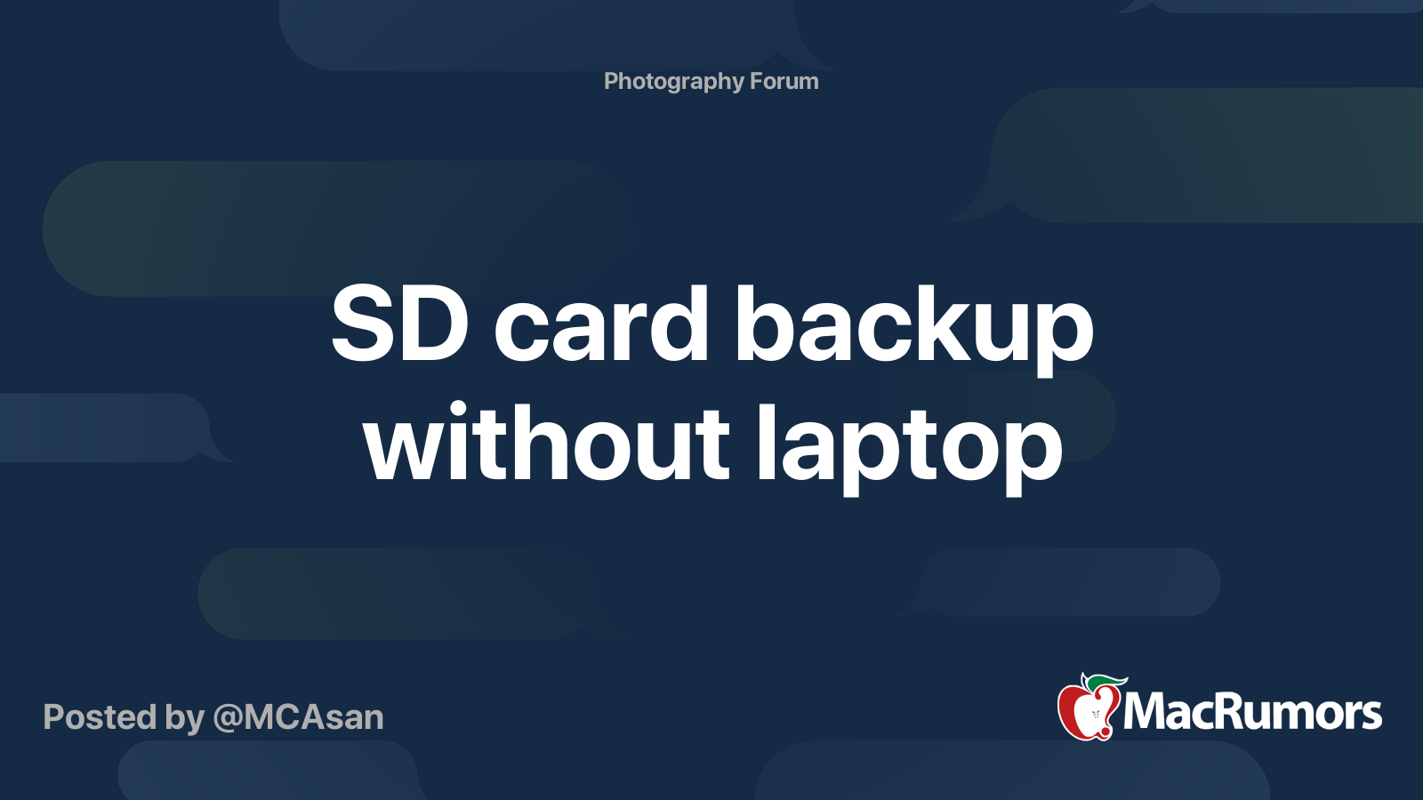 SD card backup without laptop MacRumors Forums