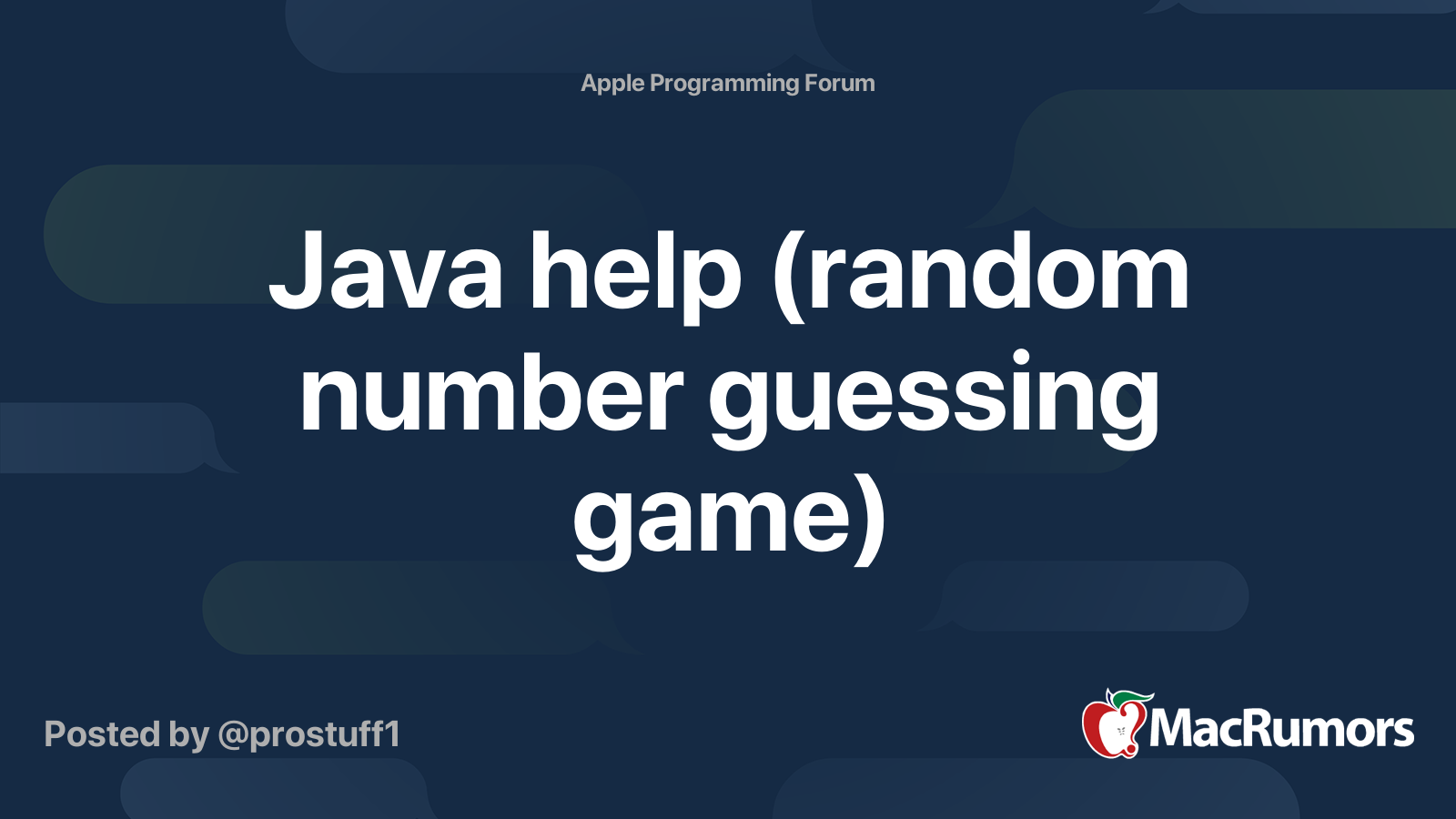Java help (random number guessing game) | MacRumors Forums