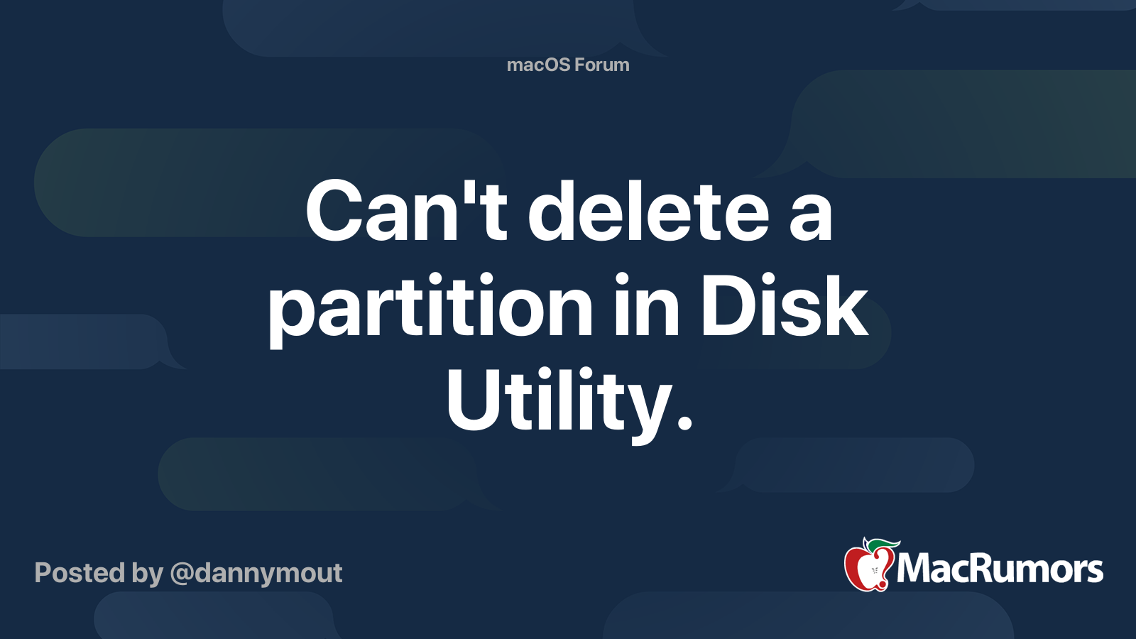 Can't delete a partition in Disk Utility. | Page 2 | MacRumors Forums