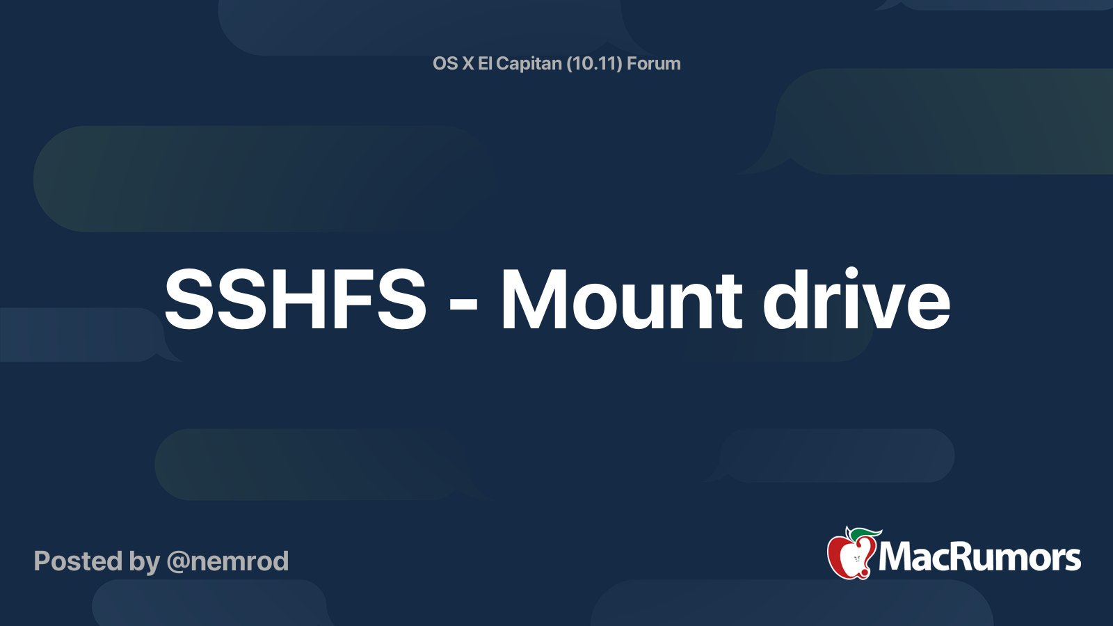SSHFS - Mount drive | MacRumors Forums