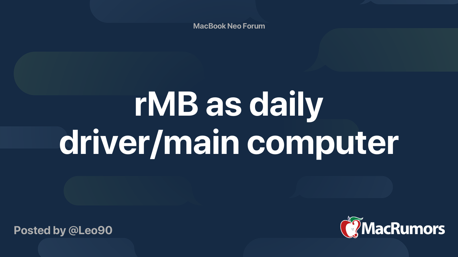 rMB as daily driver/main computer | MacRumors Forums