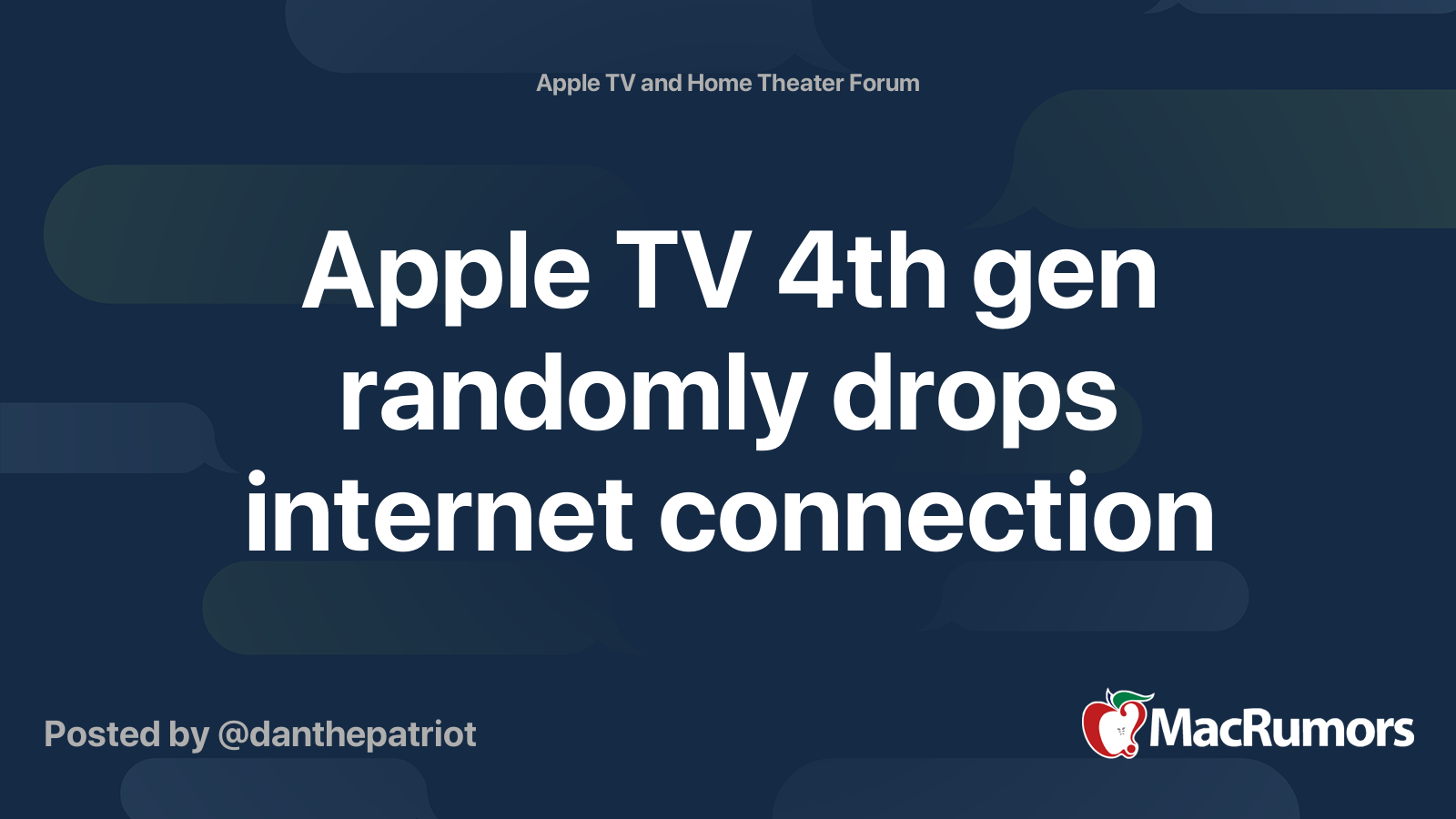 Apple TV 4th gen randomly drops connection MacRumors Forums