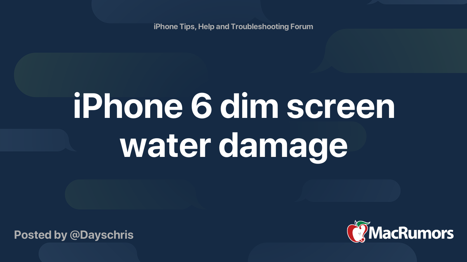 iPhone 6 dim screen water damage | MacRumors Forums