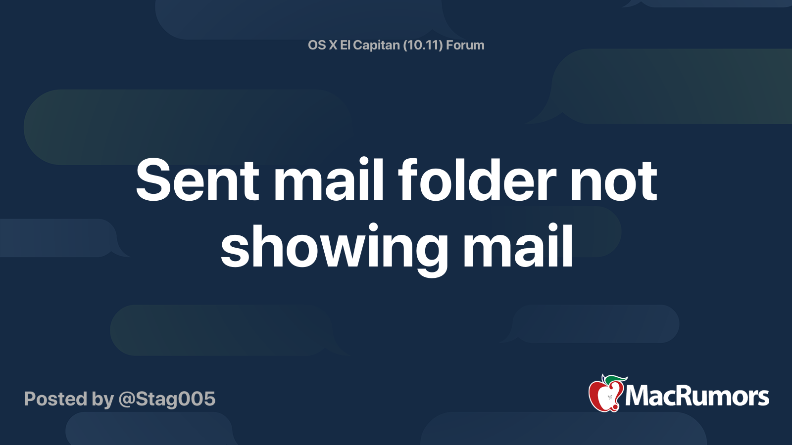Sent mail folder not showing mail MacRumors Forums