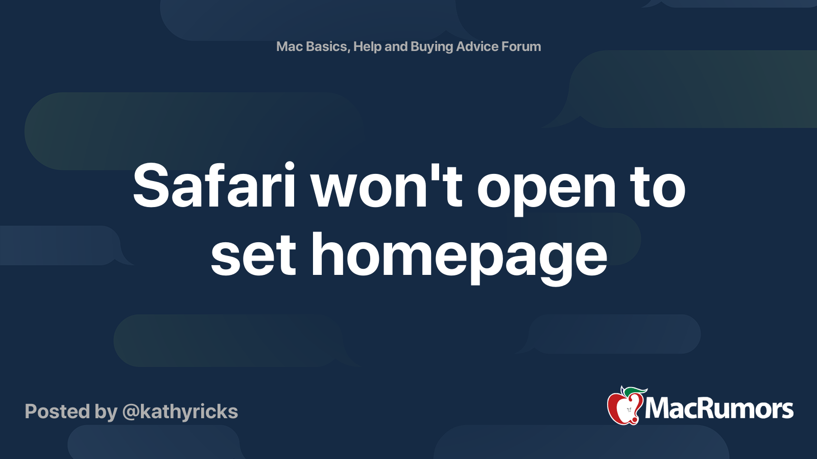 Safari won t open to set homepage macrumors forums