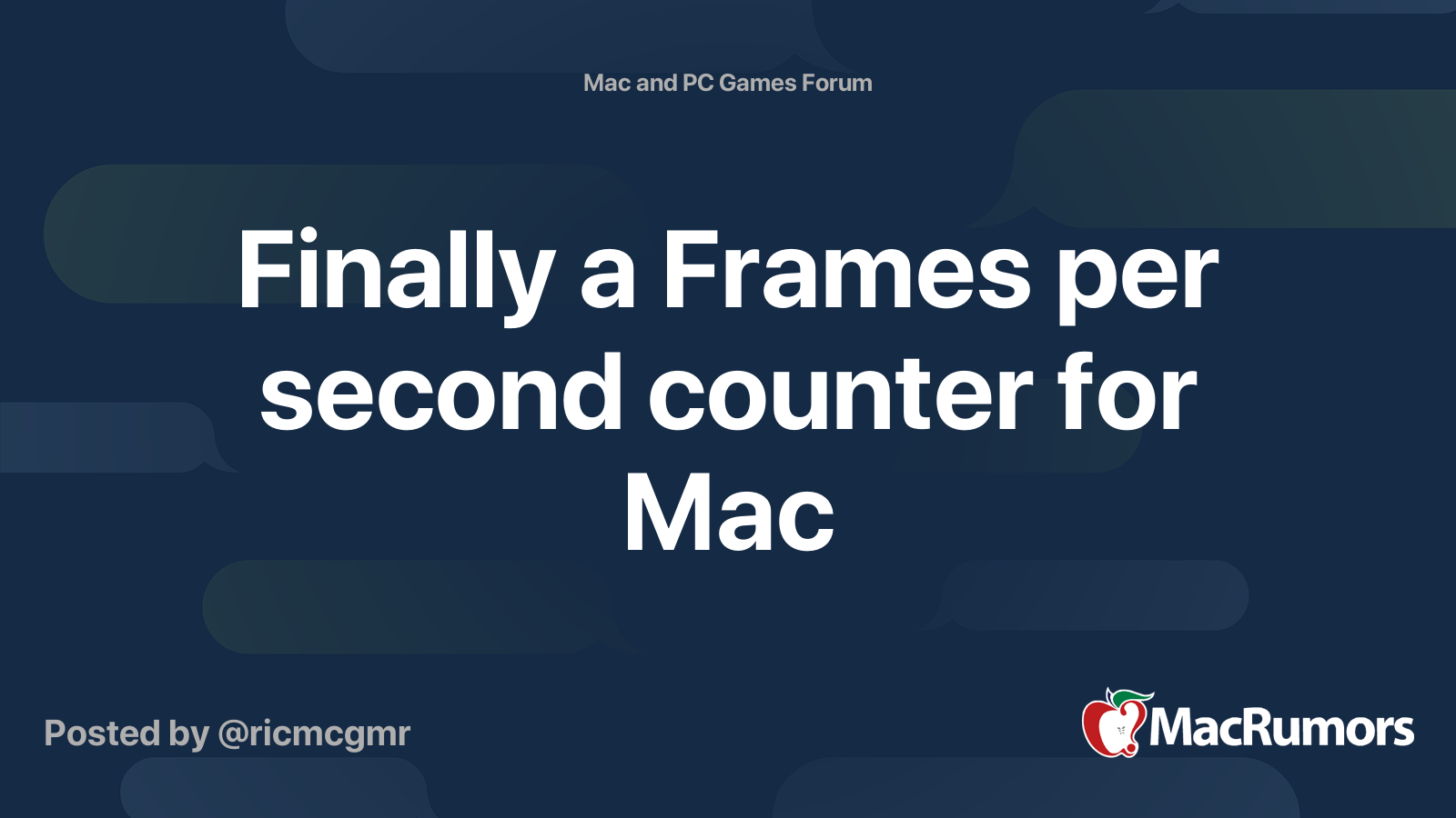 Finally A Frames Per Second Counter For Mac Macrumors Forums