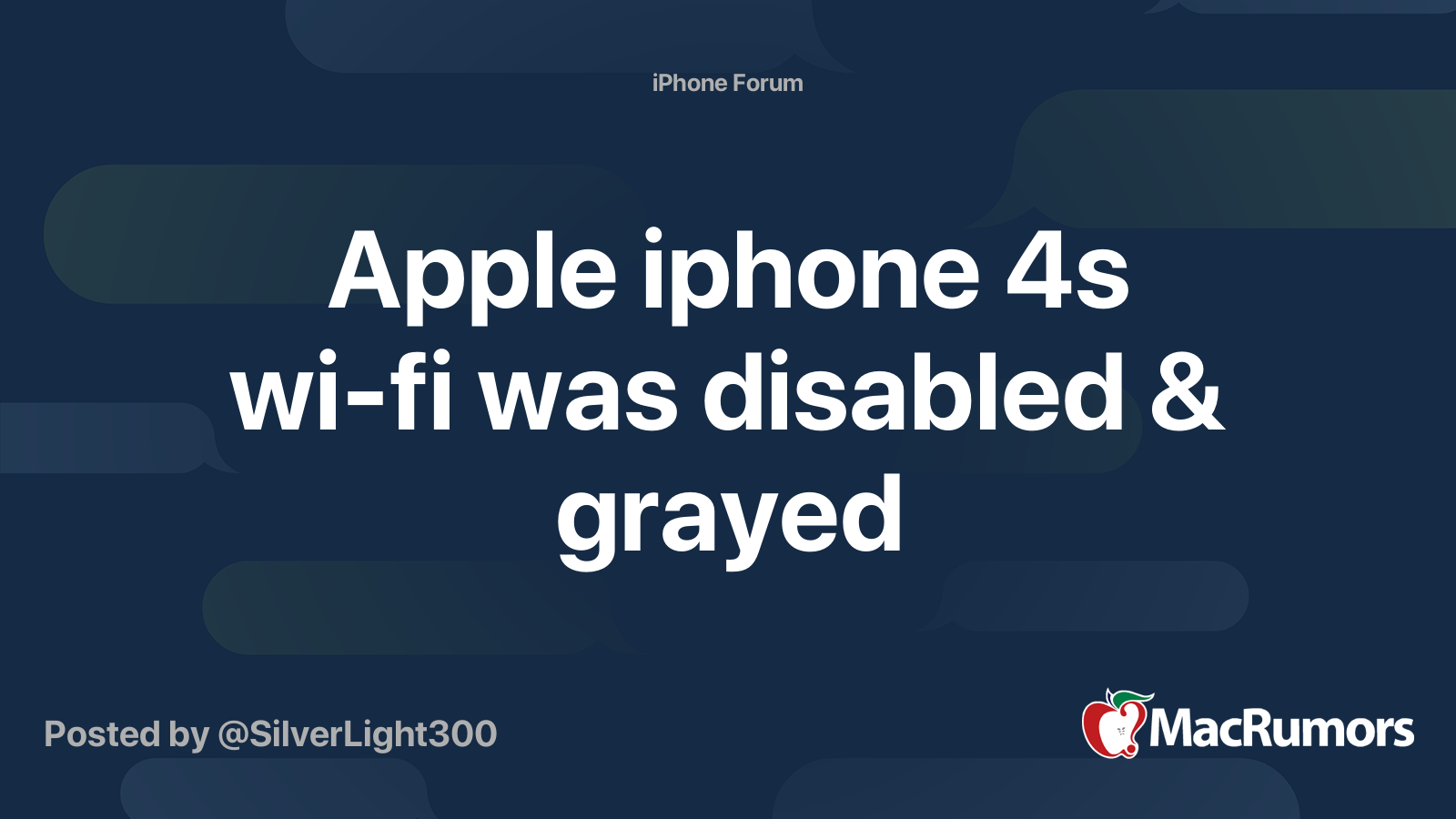 Apple Iphone 4s Wi Fi Was Disabled Grayed Macrumors Forums