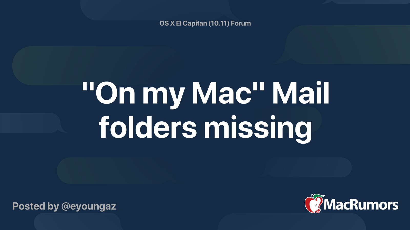 "On my Mac" Mail folders missing MacRumors Forums