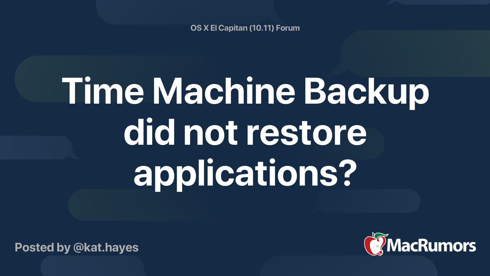 Time Machine Backup did not restore applications? MacRumors Forums